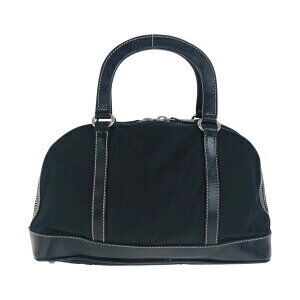 Prada plate triangular Boston bag handbag leather Tessuto nylon black logo